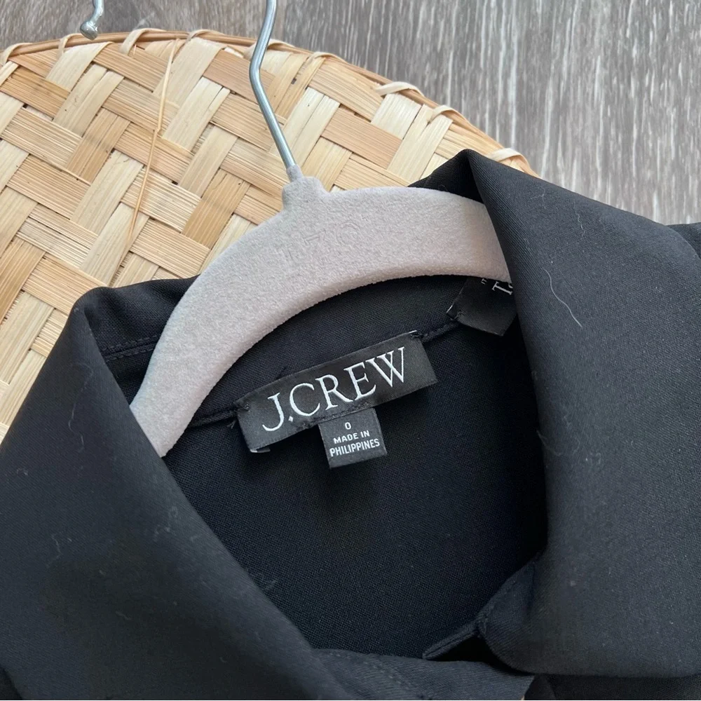 J. Crew Italian wool collared sheath dress bi stretch black‎ gold buttons